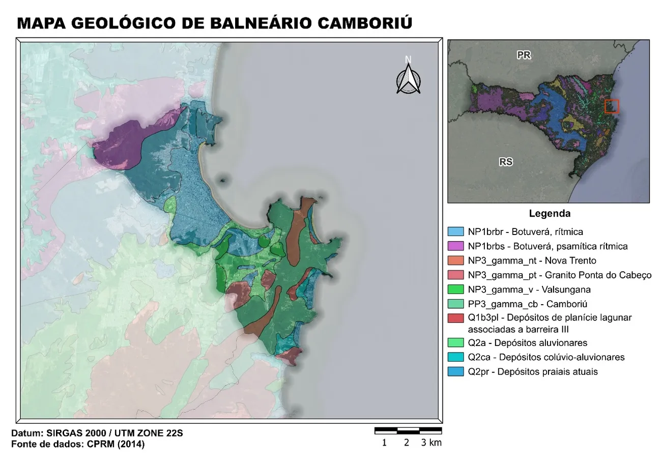 Mapa geológico de Balneário Camboriú
