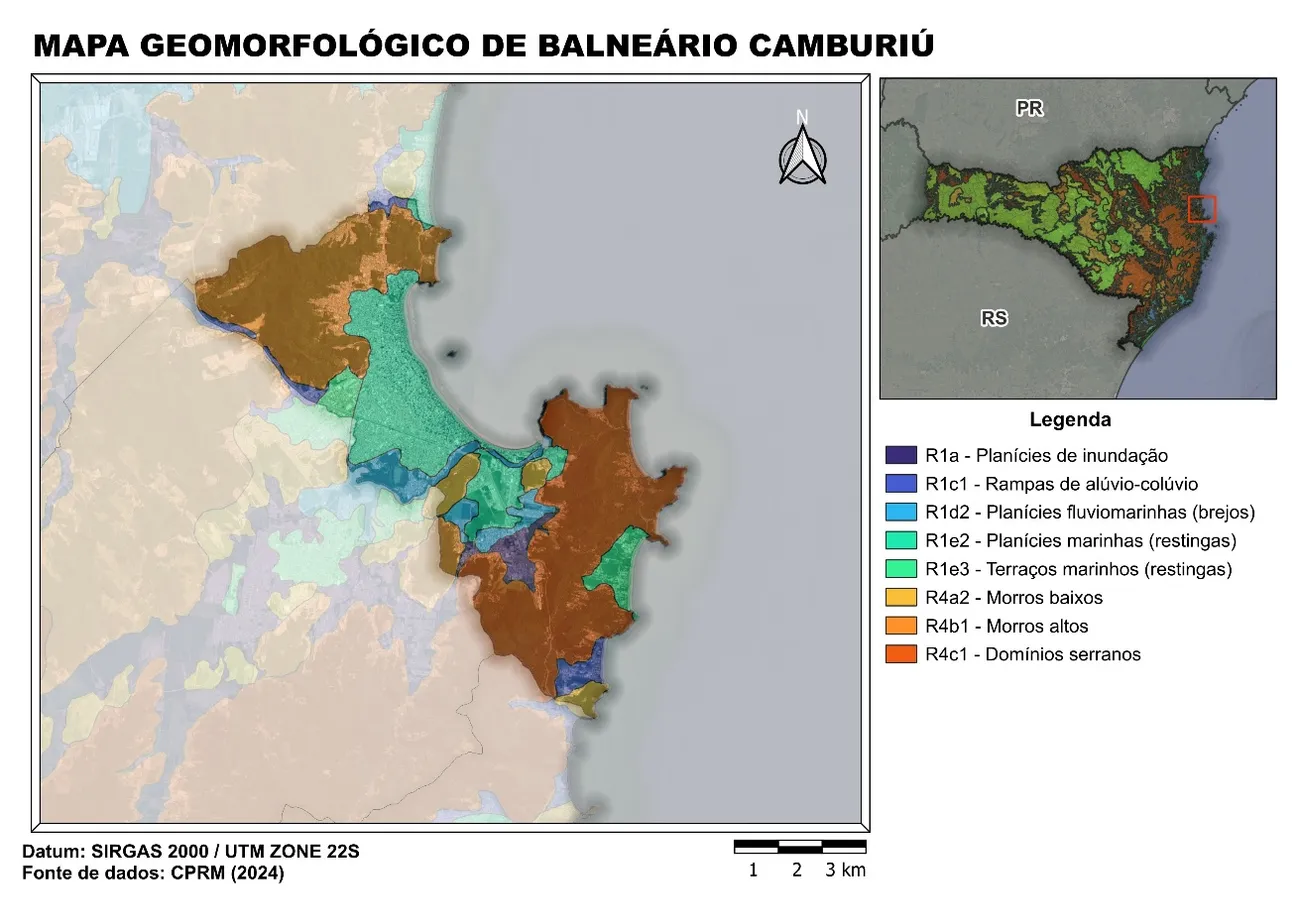 Mapa geomorfológico de Balneário Camboriú
