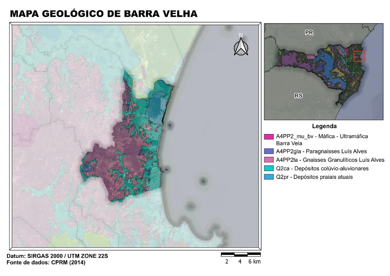 Mapa geológico de Barra Velha