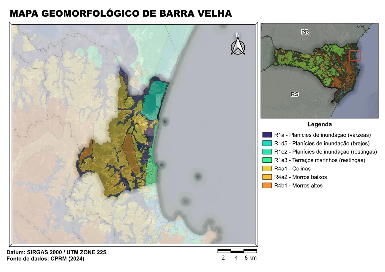 Mapa geomorfológico de Barra Velha