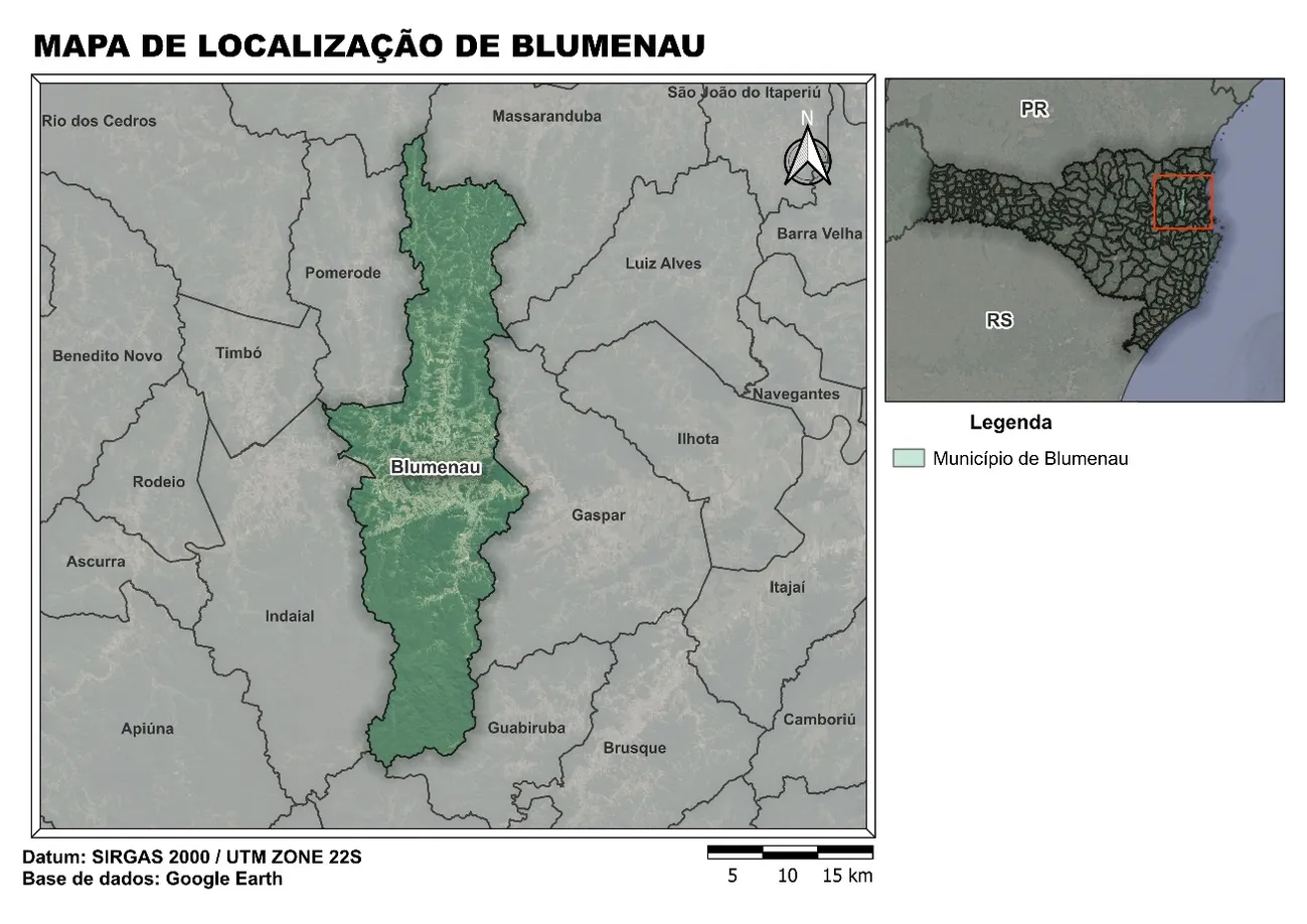 Mapa de localização de Blumenau