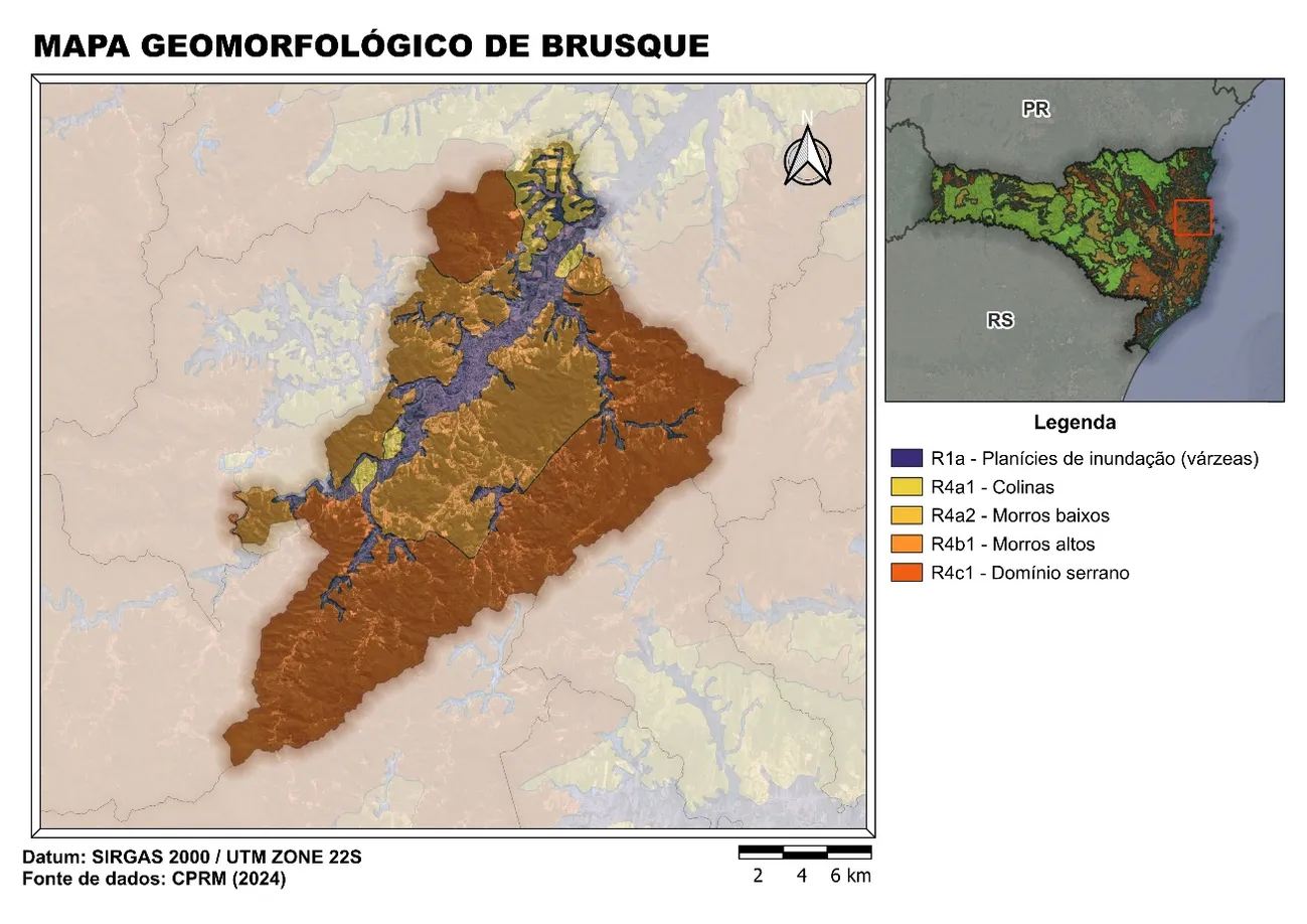 Mapa geomorfológico de Brusque