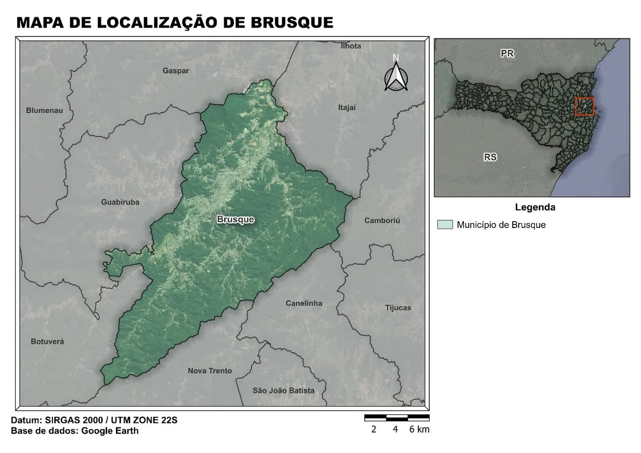 Mapa de localização de Brusque