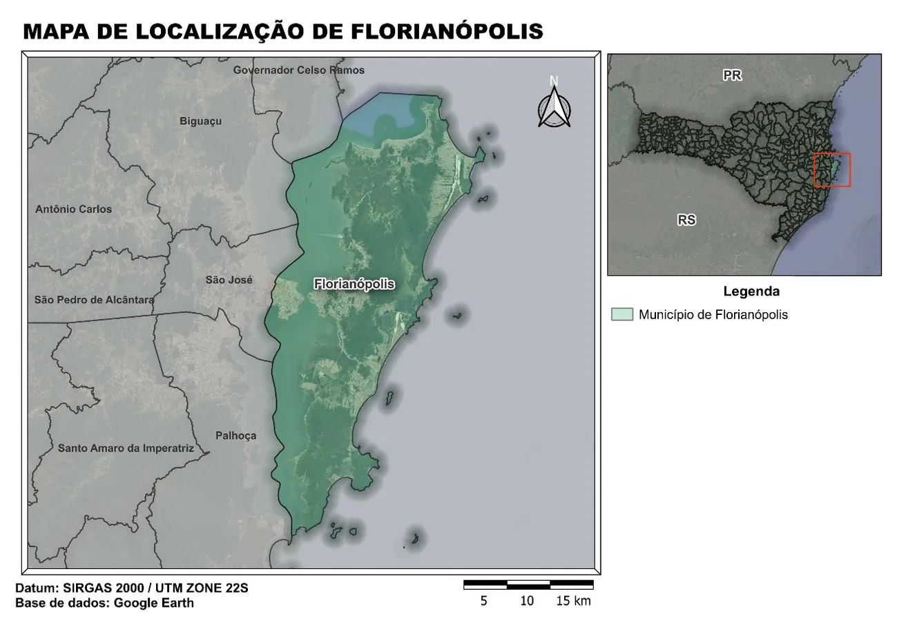Mapa de localização de Florianópolis