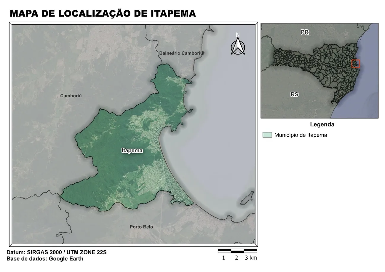 Mapa de localização de Itapema