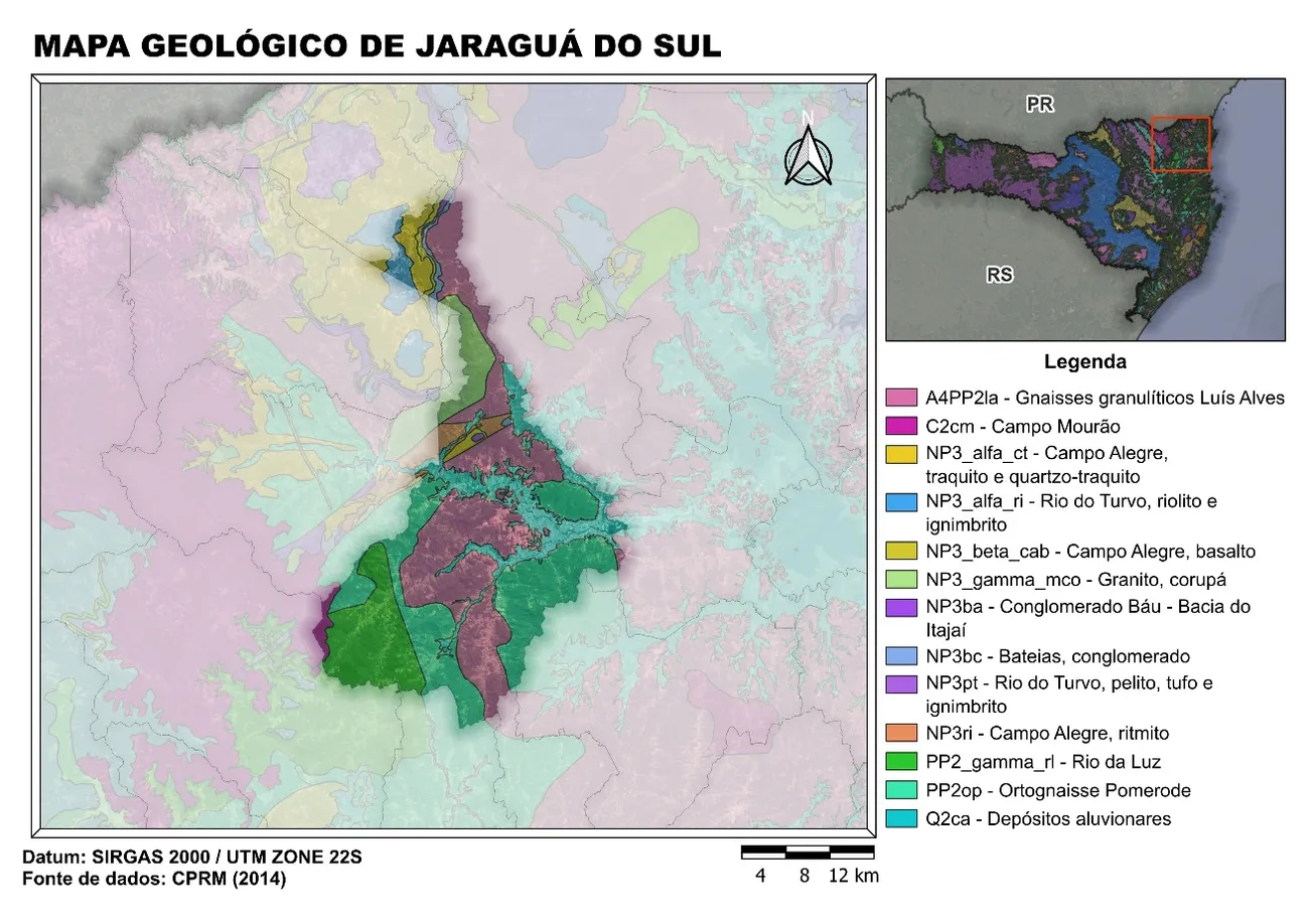 Mapa geológico de Jaraguá do Sul