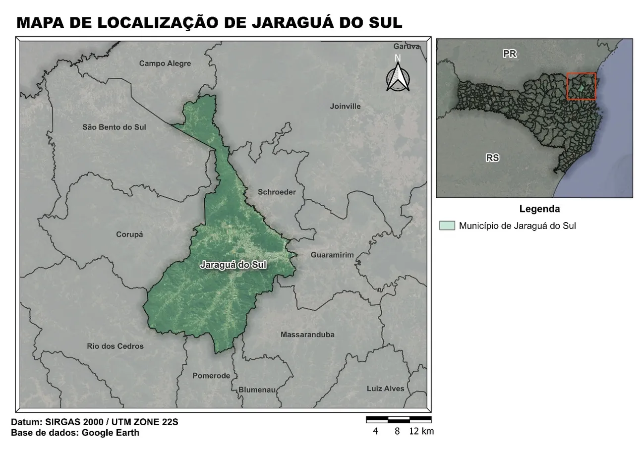 Mapa de localização de Jaraguá do Sul
