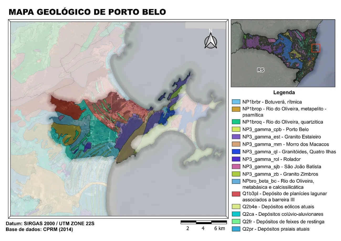 Mapa geológico de Porto Belo