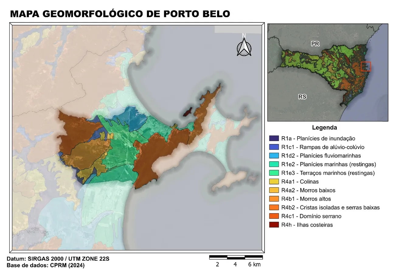 Mapa geomorfológico de Porto Belo
