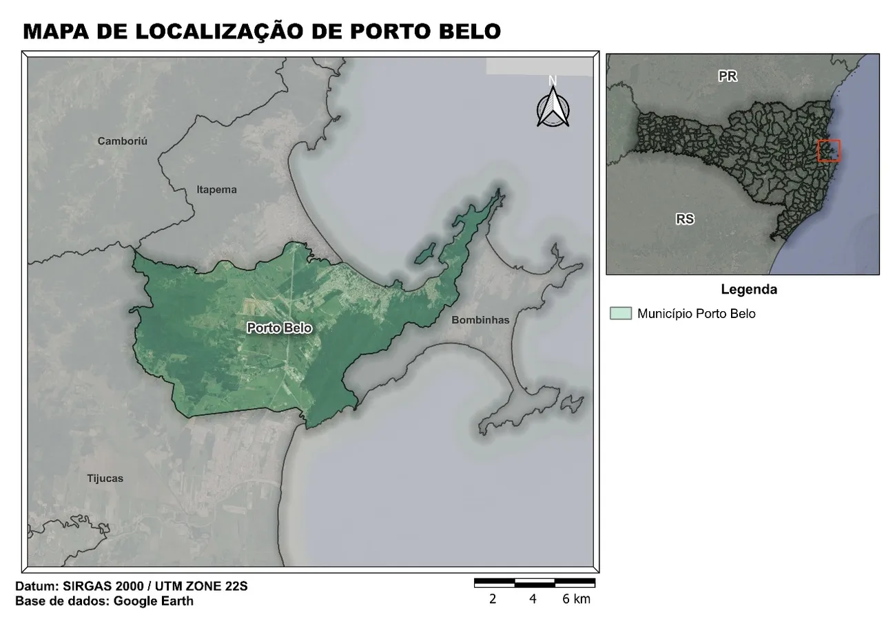 Mapa de localização de Porto Belo